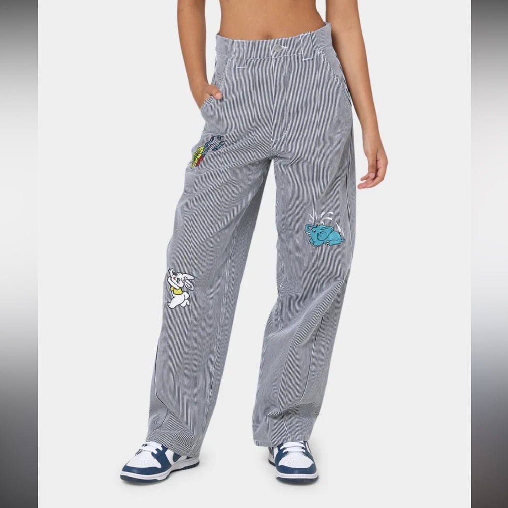 OBEY
WOMEN'S HARU BAGGY PANTS striped embroidered size 25